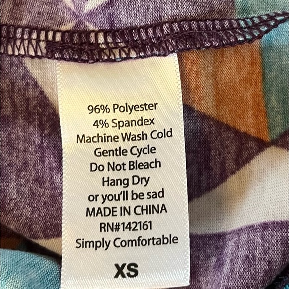 NWT LuLaRoe Julia Raglan Geometric Pattern Dress SZ XS - Picture 10 of 10